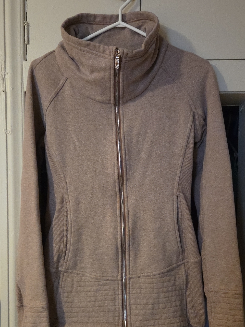 Light Taupe Zip-Up High Collar Jacket